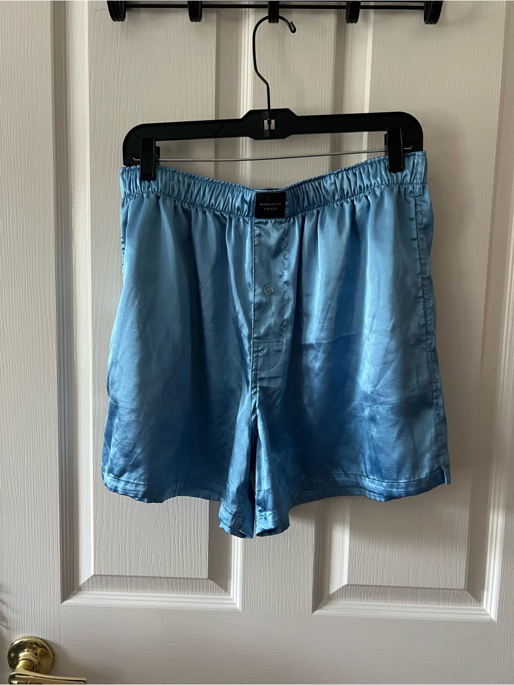 American Eagle Satin Blue Boxer Style Shorts